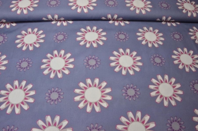 Baumwolle | KIM Blüten Blumen | lila beere grau